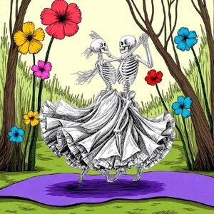 Colorful Skeleton Dance Art Print